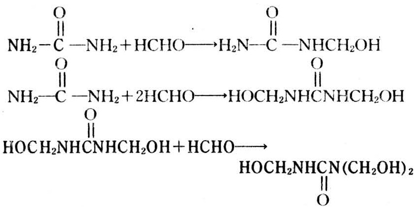 脲醛树脂的化学反应非常复杂,因为在反应系统中,平行地进行着多种形式